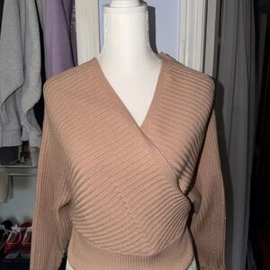Windsor Tan V-Neck Ribbed Sweater